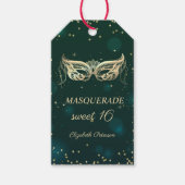 Masquerade Gold Diamonds Green Sweet 16 Geschenkanhänger (Vorderseite)