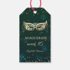 Masquerade Gold Diamonds Green Sweet 16 Geschenkanhänger