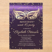 Masquerade Gold Diamonds Purple Sweet 16  Acryleinladungen (Vorderseite)