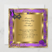 Masquerade Gold Lila Black Birthday Party Einladung (Rückseite)