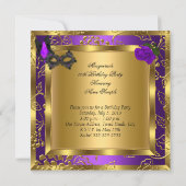 Masquerade Gold Lila Black Glitzer High Heels Einladung (Rückseite)