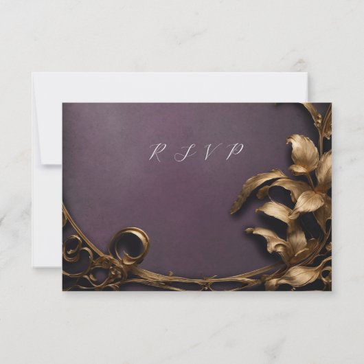 Masquerade Gold und lila uAwg RSVP Karte (Rückseite)