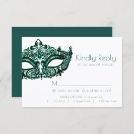 Masquerade Green Mask | Dark Emerald Entree Option RSVP Karte