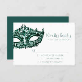 Masquerade Green Mask | Lebhafter Emerald Mardi Gr RSVP Karte