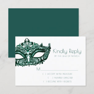 Masquerade Green Mask   Lebhafter Emerald Mardi Gr RSVP Karte
