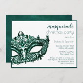 Masquerade Green Mask | Mardi Gras Thema Weihnacht Einladung (Vorne/Hinten)