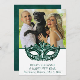 Masquerade Green Mask | Mardi Gras Theme Foto Feiertagskarte