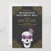 Masquerade Halloween Ball Skull Invite Einladung (Vorderseite)