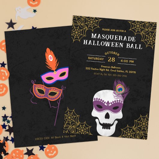Masquerade Halloween Ball Skull Invite Einladung