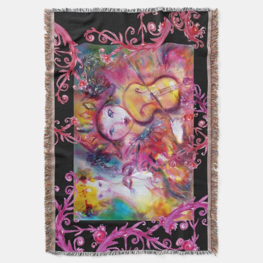 MASQUERADE, HARLEQUIN VIOLINIST, rosa, florale Decke (Vorderseite Vertikal)