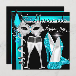 Masquerade Hi Heelses Aquamarin Black Champagne Pa Einladung