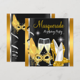 Masquerade High Heels Gold Schwarz Champagner Part Einladung