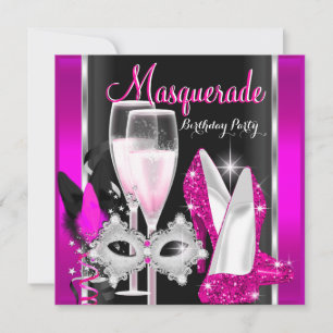 Masquerade High Heels Pink Schwarz Champagner Part Einladung