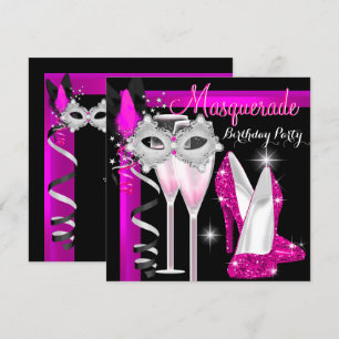 Masquerade High Heels Pink Schwarz Champagner Part Einladung