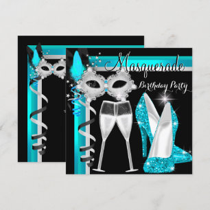 Masquerade High Heels Türkis Schwarz Champagner Pa Einladung