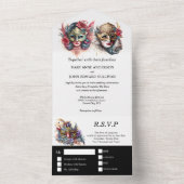 Masquerade Hochzeit | Bräutigam venezianische Mask All In One Einladung (Innen Boden)