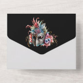 Masquerade Hochzeit | Bräutigam venezianische Mask All In One Einladung (Rückseite)