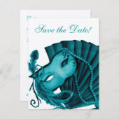 Masquerade in Aquamarin Save the Date (Vorne/Hinten)