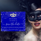 Masquerade Königsblau Silber Budget Save the Date Flyer