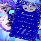 Masquerade königsblau silber Sweet 16 Party Luxus Einladung