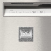 Masquerade Kostüm Party Save the Date Glam Silver Magnet (In Situ (Geschirrspüler))