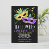Masquerade Kostümcocktails Adult Halloween Einladung (Stehend Vorderseite)