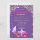 Masquerade, Lace, Diamonds Quinceañera Einladung (Vorderseite)