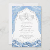 Masquerade Light Blue Quinceanera Einladung (Vorderseite)