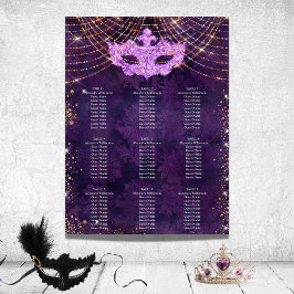 Masquerade lila Glitzer 9 Tabellen Sitzplakette Poster