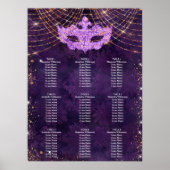 Masquerade lila Glitzer 9 Tabellen Sitzplakette Poster (Vorne)
