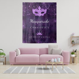 Masquerade lila Glitzer Quinceanera Geburtstag Wandteppich