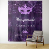 Masquerade lila Glitzer Quinceanera Geburtstag Wandteppich (Beispiel)