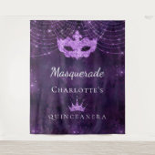 Masquerade lila Glitzer Quinceanera Geburtstag Wandteppich (Vorderseite)