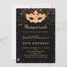 Masquerade lila Glitzer Staub Geburtstag Einladung