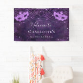 Masquerade lila Glitzer Staub Quinceanera Banner (Insitu)