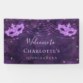 Masquerade lila Glitzer Staub Quinceanera Banner (Horizontal)