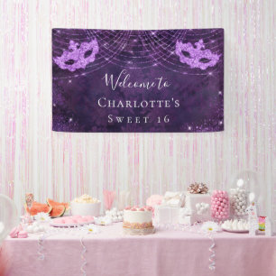 Masquerade lila Glitzer Staub Sweet 16 Geburtstag Banner