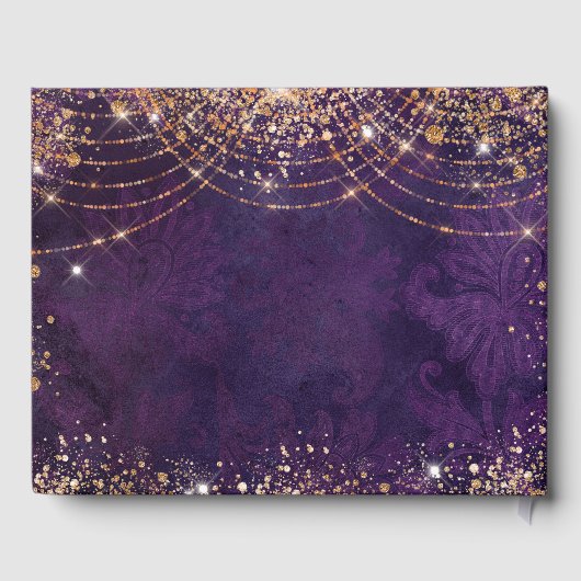 Masquerade lila Gold Glitzer Geburtstag Gästebuch (Rückseite)