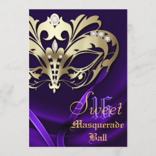Masquerade Lila Jeweled Sweet 16 Einladung