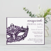 Masquerade Lila Mask | Mardi Gras Holiday Party Einladung (Stehend Vorderseite)