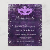 Masquerade lila Quinceanera Einladung Flyer (Vorne)