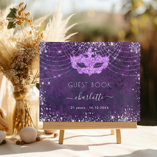 Masquerade lila silber Glitzer Staub Geburtstag Gästebuch