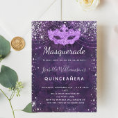Masquerade lila silber Glitzer Staub Quinceanera Einladung