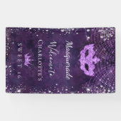 Masquerade lila silber Glitzer Staub Sweet 16 Banner (Horizontal)