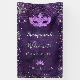 Masquerade lila silber Glitzer Staub Sweet 16 Banner