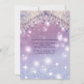 Masquerade lilac Tropfen funkeln glänzende ombre Einladung (Rückseite)