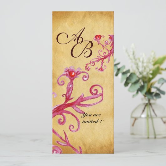 MASQUERADE MAGIC BERRIES MONOGRAM, EINLADUNG (Stehend Vorderseite)