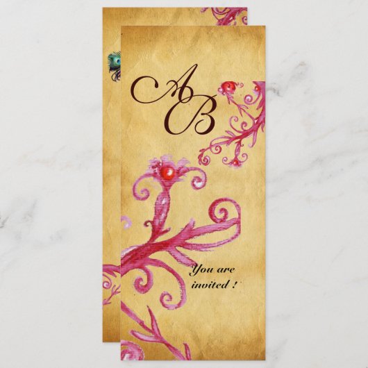 MASQUERADE MAGIC BERRIES MONOGRAM, EINLADUNG (Vorne/Hinten)