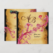 MASQUERADE MAGIC BERRIES MONOGRAM rot Einladung (Vorne/Hinten)