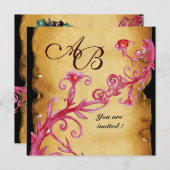 MASQUERADE MAGIC BERRIES MONOGRAMM rot Einladung (Vorne/Hinten)